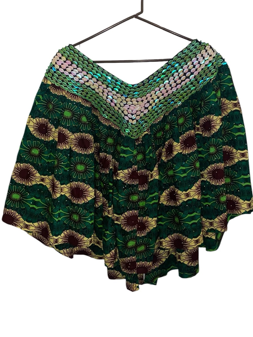Green Sunflower Floral Boho pancho 
 beaded dopamine statement piece kimono